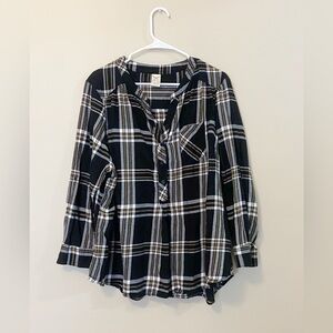 Faded Glory Black and Brown Plaid Shirt